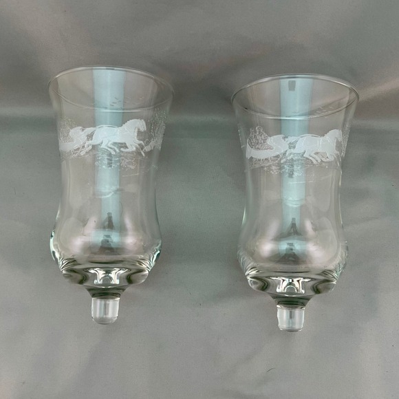 Homco Other - Homco Votive Holders Unisex OS Clear Excellent Sleigh Ride Peg Glass Set 2